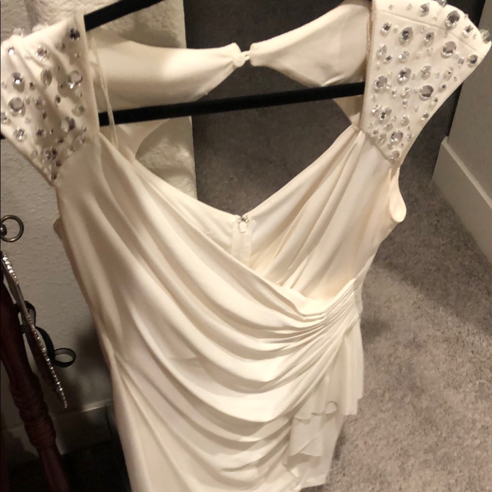 Maggy London Cream Sheath Dress Halter Backless